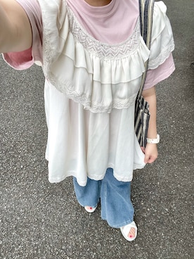「アイテム（チュニック）」を使った、さぁやさん（レディース・152cm）の秋コーディネート