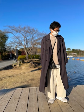「LIDNM（リドム）のアイテム（トレンチコート）」を使った、yatto1021さん（メンズ・174cm）の秋コーディネート