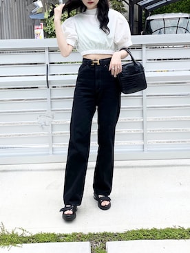 「NUOVO（ヌオーヴォ）のNUOVO ヌオーヴォ TN BELT SND 6.5 ティーン ベルト サンダル NC60153 BLACK（サンダル）」を使った、はるさん（レディース・168cm）の夏コーディネート
