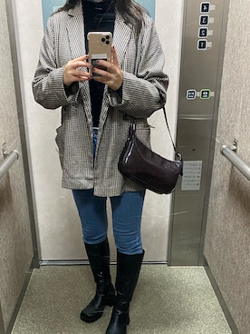 「H&M（エイチ・アンド・エム）のアイテム（バッグ、パープル系）」を使った、Hozu🧸さん（レディース）の秋コーディネート