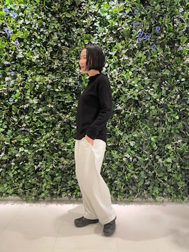 「リブT」｜「アイテム（スリッポン）」を使った、katanoさん（レディース・151cm）の冬コーディネート