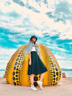 「H&M（エイチ・アンド・エム）のアイテム（ハット）」を使った、elsaaaaさん（レディース・161cm）の夏コーディネート
