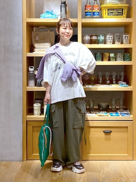 「niko and...（ニコアンド）のロングチェーンネックレス（ネックレス）」を使った、おかでぃさん（レディース・157cm）の夏コーディネート