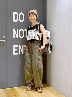 「アイテム（ニットキャップ/ビーニー）」を使った、おかでぃさん（レディース・157cm・30代）の夏コーディネート