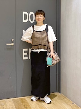 「niko and...（ニコアンド）の【New Balance(ニューバランス)】MR530AD（スニーカー、ホワイト系）」を使った、おかでぃさん（レディース・157cm）の夏コーディネート