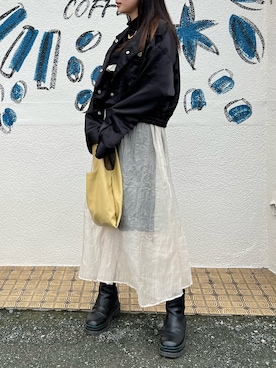 「アイテム（ライダースジャケット）」を使った、arinco25さん（レディース・150cm）の秋コーディネート