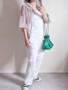 「GUコーデ」｜「アイテム（オールインワン・サロペット）」を使った、naaao25ysさん（レディース・148cm）の夏コーディネート