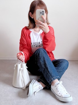 「rectangle（レクタングル）のアイテム（カーディガン/ボレロ）」を使った、naaao25ysさん（レディース・148cm）の春コーディネート