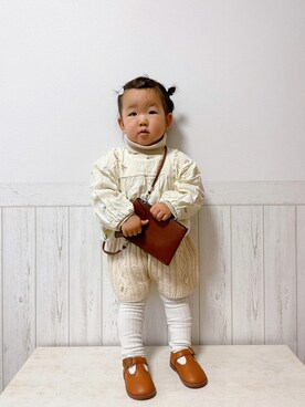 「チョコ色に染まれ」｜「アイテム（その他シューズ）」を使った、yayaさん（キッズ・80cm）の冬コーディネート