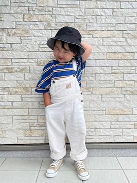「デニムっていいよね」｜「アイテム（オールインワン・サロペット）」を使った、yayaさん（キッズ・90cm）の夏コーディネート