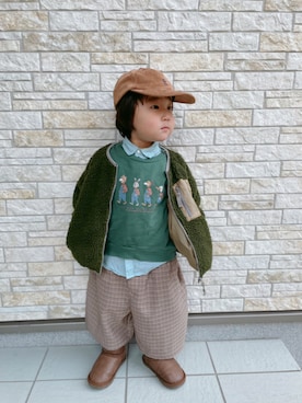 「ムートンブーツ」｜「アイテム（その他アウター）」を使った、yayaさん（キッズ・90cm）の冬コーディネート