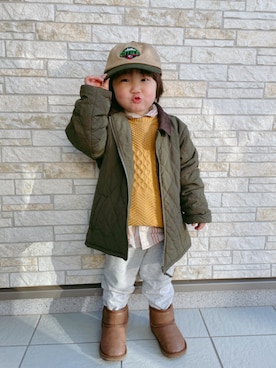 「西松屋（ニシマツヤ）のアイテム（ジャケット/アウター）」を使った、yayaさん（キッズ・90cm）の冬コーディネート