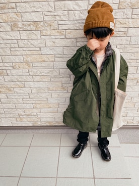 「ロングシャツ」｜「アイテム（モッズコート）」を使った、yayaさん（キッズ・110cm）の秋コーディネート