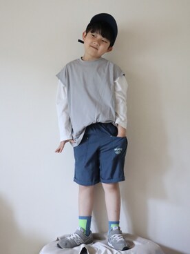 「BEAMS mini（ビームスミニ）のアイテム（パンツ）」を使った、yayaさん（キッズ・121cm）の春コーディネート