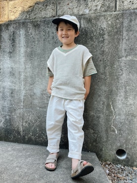 「WEGO（ウィゴー）のアイテム（キャップ）」を使った、yayaさん（キッズ・110cm）の夏コーディネート