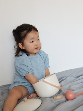 「MAKE YOUR DAY（メイクユアデイ）のアイテム（その他ベビーウェア）」を使った、yayaさん（キッズ・80cm）の春コーディネート