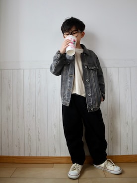「classicalelf（クラシカルエルフ）のアイテム（デニムジャケット）」を使った、yayaさん（キッズ・121cm）の春コーディネート