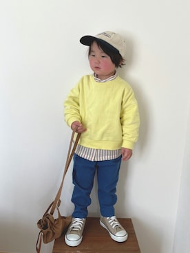 「WEGO（ウィゴー）のアイテム（キャップ）」を使った、yayaさん（キッズ・90cm）の春コーディネート
