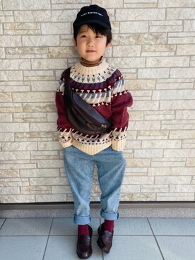 「レザー」｜「アイテム（ラッピングキット）」を使った、yayaさん（キッズ・110cm）の冬コーディネート