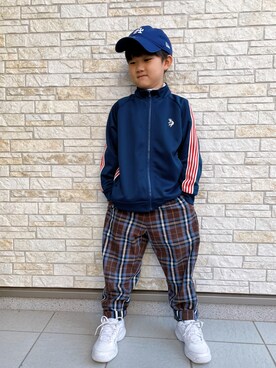 「BIG FIELD（ビッグフィールド）のアイテム（その他アウター）」を使った、yayaさん（キッズ・120cm）の秋コーディネート