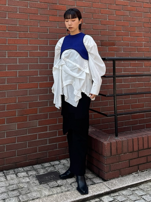 UN3D.（アンスリード） ベスト ジレ CURVE LINE RIB SHORT VEST