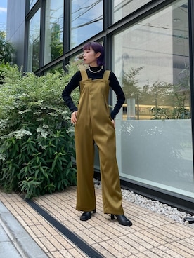 「アイテム（オールインワン・サロペット、ベージュ系）」を使った、YURIKAさん（レディース・167cm）の夏コーディネート