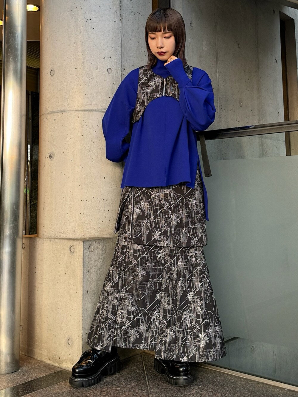UN3D.（アンスリード）の「LINE FLOWER PADDED ZIP SK / ライン