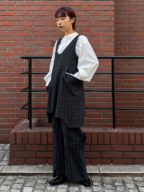 【美品】UN3D. TRIANGLE TUCKダブルトライアングルタックシャツ セール】W TRIANGLE TUCK SH / ダブルトライアングルタックシャツ