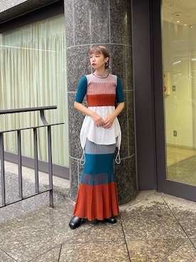 「アイテム（イヤリング）」を使った、YURIKAさん（レディース・167cm）の夏コーディネート