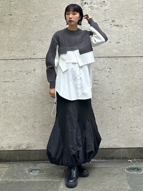 CABLE LAYER SHORT KNIT TOP / ケーブルレイヤーショートニットトップ