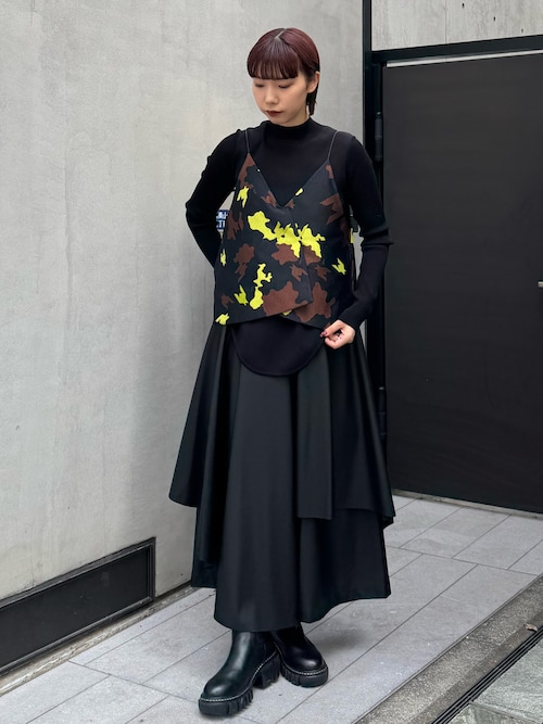 FAKE LEATHER ASYMME LAYERED PT / フェイクレザーアシメレイヤード