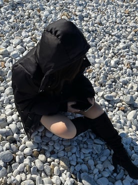 「EVRIS（エヴリス）のアイテム（ダウンジャケット/コート）」を使った、moanyaさん（レディース・164cm）の秋コーディネート