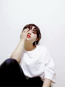 「バックプリント」｜「アイテム（ハンチング/ベレー帽）」を使った、☆NANA☆さん（レディース・148cm）の秋コーディネート