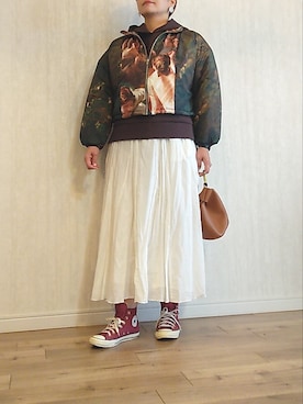 「大きいサイズ」｜「アイテム（ブルゾン）」を使った、naginagiさん（レディース・165cm）の秋コーディネート