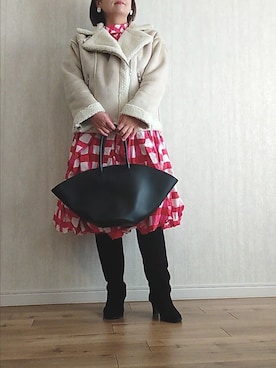 「大きいサイズ」｜「アイテム（ブルゾン）」を使った、naginagiさん（レディース・165cm）の冬コーディネート