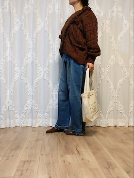 「MEDE19F（メデジュウキュウ）のアイテム（デニムパンツ）」を使った、naginagiさん（レディース・165cm）の秋コーディネート