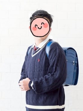 「U.S. POLO ASSN.（ユーエスポロアッスン）の【U.S. POLO ASSN.】ロイヤルヤーンオーバーチルデンニットセーター　ウィメンズ～メンズまで着れるサイズ感（ニット/セーター、ブルー系）」を使った、naginagiさん（レディース・165cm）の春コーディネート