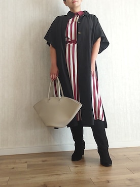 「大きいサイズ」｜「アイテム（トレンチコート）」を使った、naginagiさん（レディース・165cm）の秋コーディネート