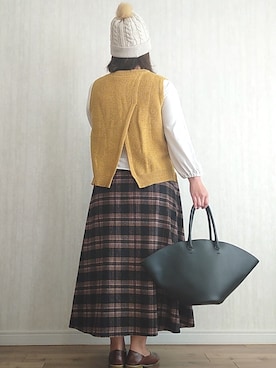 「大きいサイズ」｜「アイテム（その他）」を使った、naginagiさん（レディース・165cm）の秋コーディネート