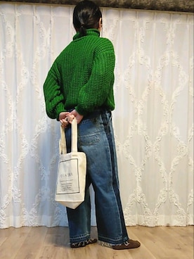「MEDE19F（メデジュウキュウ）のアイテム（デニムパンツ）」を使った、naginagiさん（レディース・165cm）の秋コーディネート