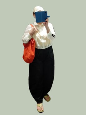 「大きいサイズ」｜「アイテム（ブルゾン）」を使った、naginagiさん（レディース・165cm）の夏コーディネート