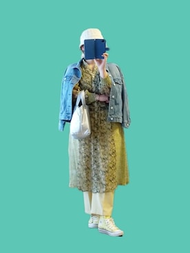 「MEDE19F（メデジュウキュウ）のアイテム（デニムジャケット）」を使った、naginagiさん（レディース・165cm）の春コーディネート