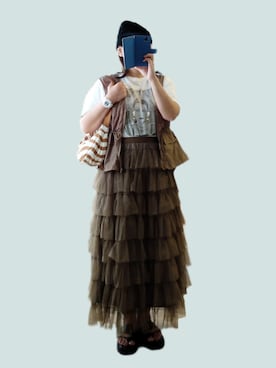 「大きいサイズ」｜「アイテム（その他）」を使った、naginagiさん（レディース・165cm）の秋コーディネート