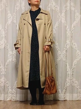 「大きいサイズ」｜「アイテム（トレンチコート）」を使った、naginagiさん（レディース・165cm）の冬コーディネート