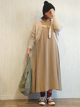 「MEDE19F（メデジュウキュウ）のアイテム（ワンピース/ドレス）」を使った、naginagiさん（レディース・165cm）の秋コーディネート