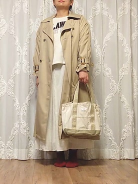 「大きいサイズ」｜「アイテム（トレンチコート）」を使った、naginagiさん（レディース・165cm）の春コーディネート