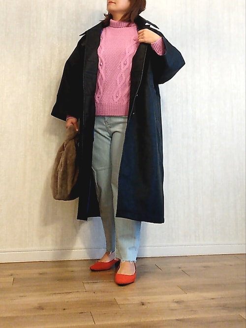 MEDE19F フェイクレザーのバルマカーンコート〈ブラック