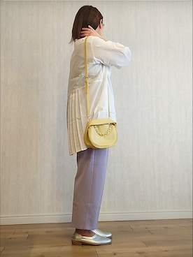 「MEDE19F（メデジュウキュウ）のアイテム（パンツ）」を使った、naginagiさん（レディース・165cm）の春コーディネート