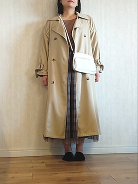 「大きいサイズ」｜「アイテム（トレンチコート）」を使った、naginagiさん（レディース・165cm）の春コーディネート