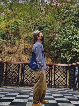「アイテム（ハット、ブラウン系）」を使った、hhhongさん（メンズ・170cm）の秋コーディネート